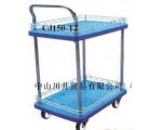 雙層平板手推車萬(wàn)向輪靜音倉(cāng)庫(kù)車間汽修工具車塑料置物架